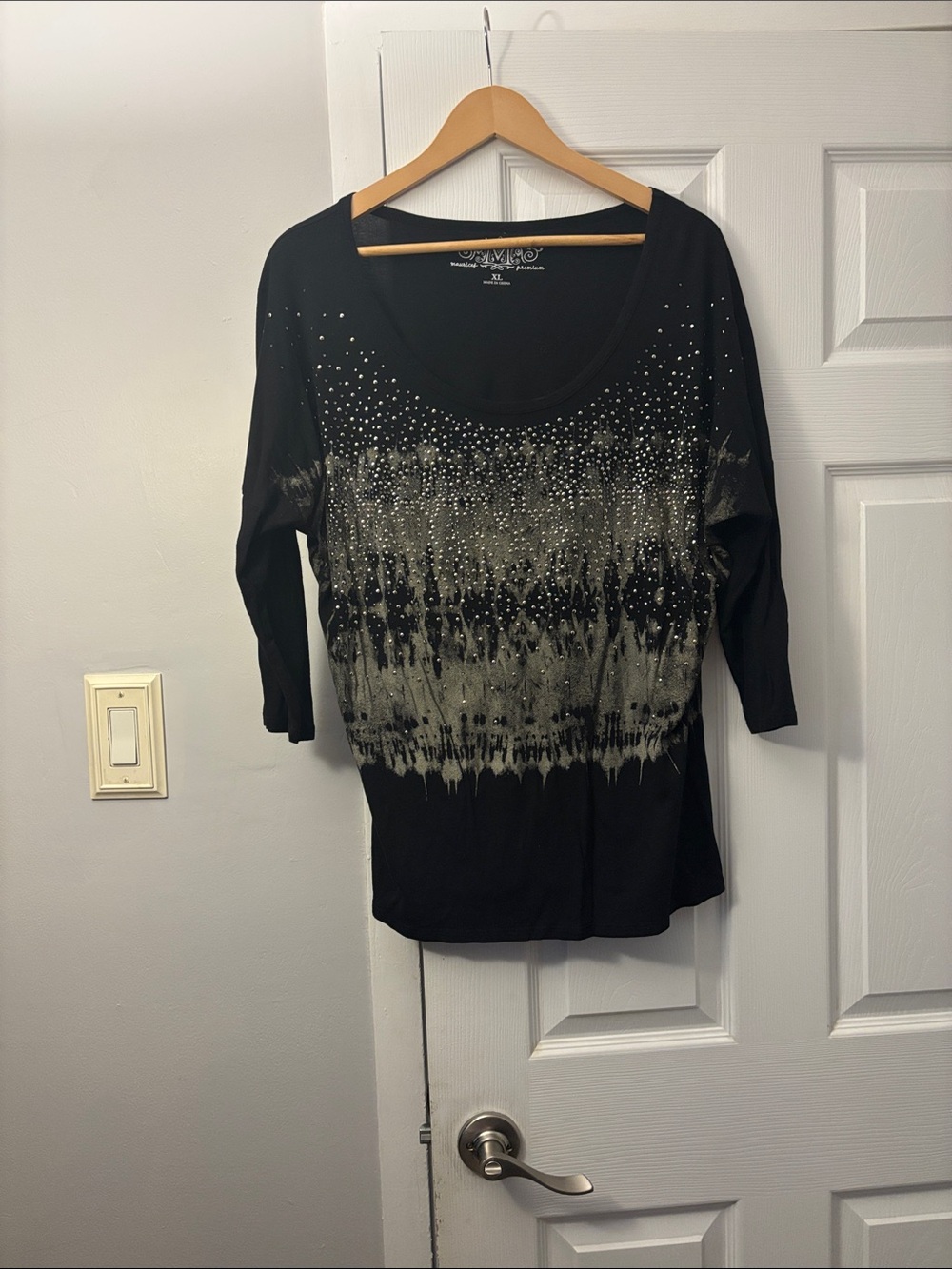 Maurices premium black top with sequence and studs
